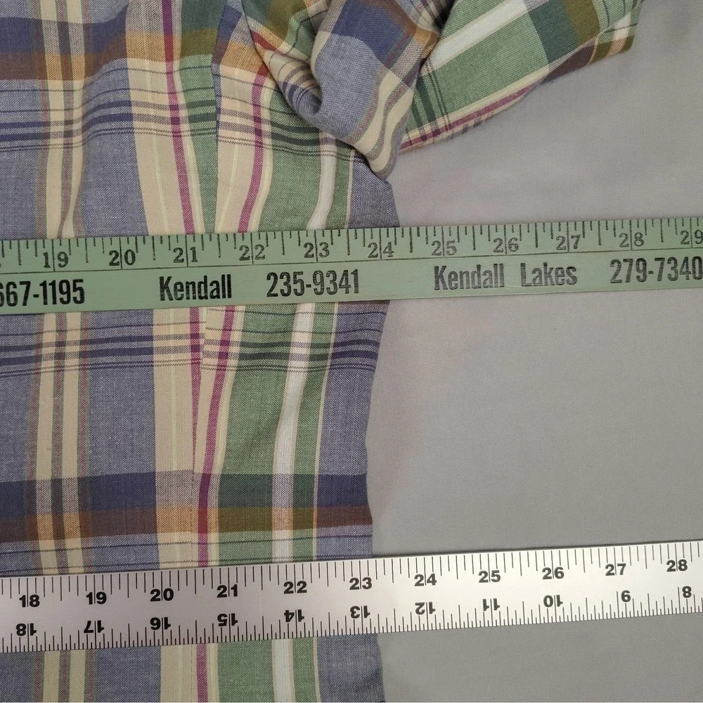 Jos A Bank Sport Coat Mens 46R 100% Cotton Madras Plaid Blazer Multicolor